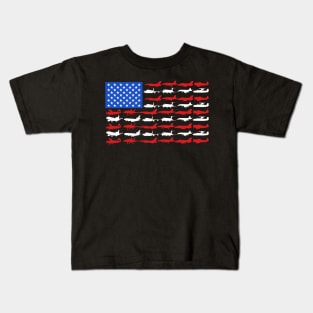 Pilot Airplane American Flag Kids T-Shirt